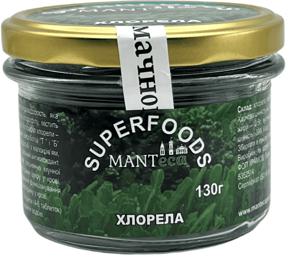 Хлорела таблетки в банці Мантека, 130г