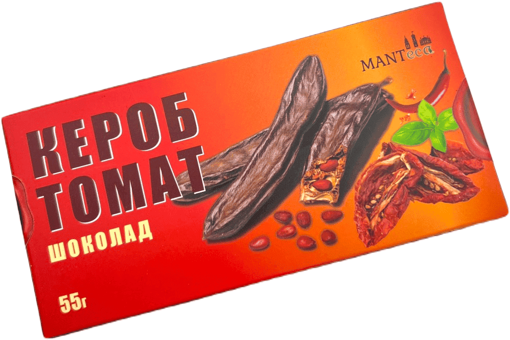 Шоколад із керобу з в’яленими томатами та базиліком (без цукру ), 55г